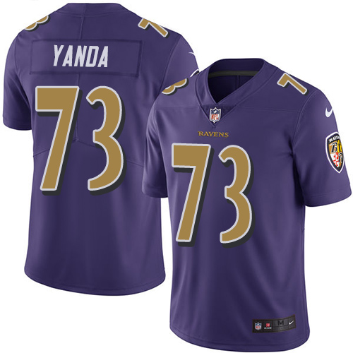 Men's Limited Marshal Yanda Nike Jersey Purple - #73 Rush NFL Baltimore Ravens